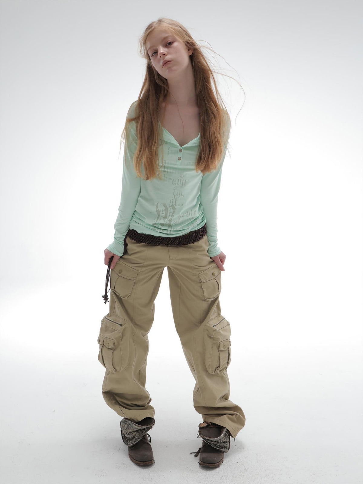 DoublePunch Washed Utility Pocket Straight Leg Techwear Women&