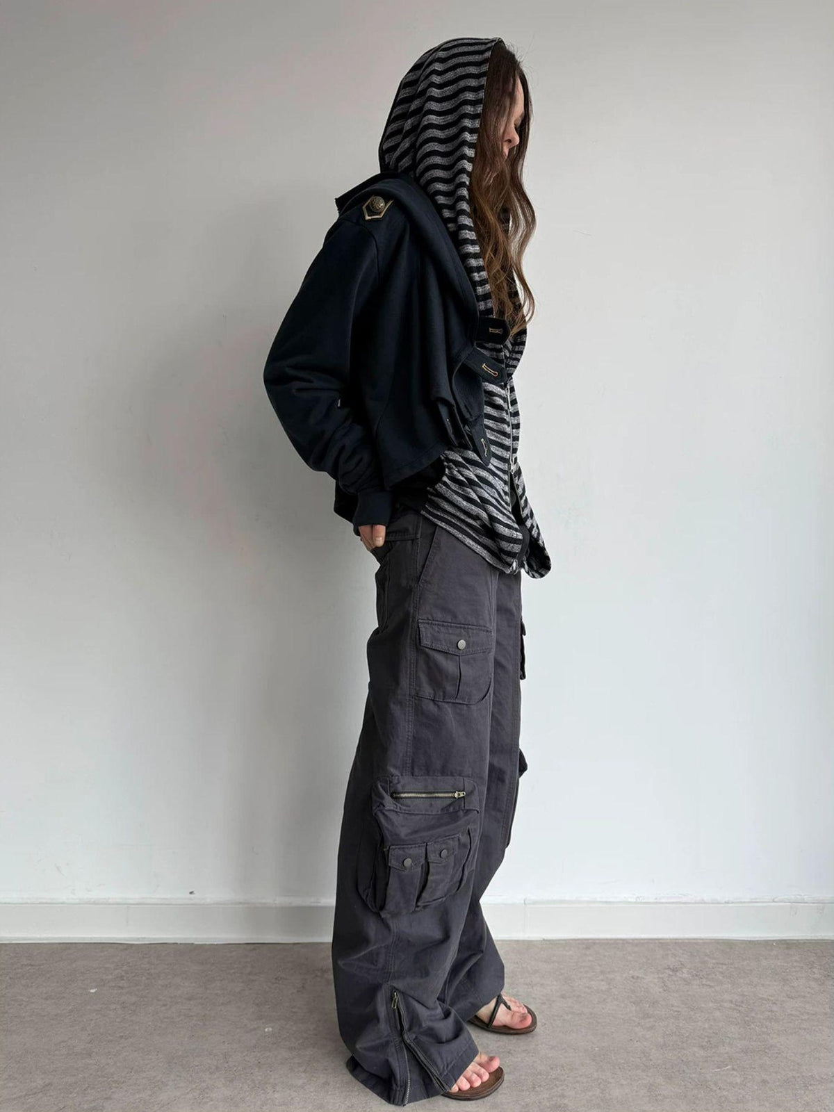 DoublePunch Washed Utility Pocket Straight Leg Techwear Women&