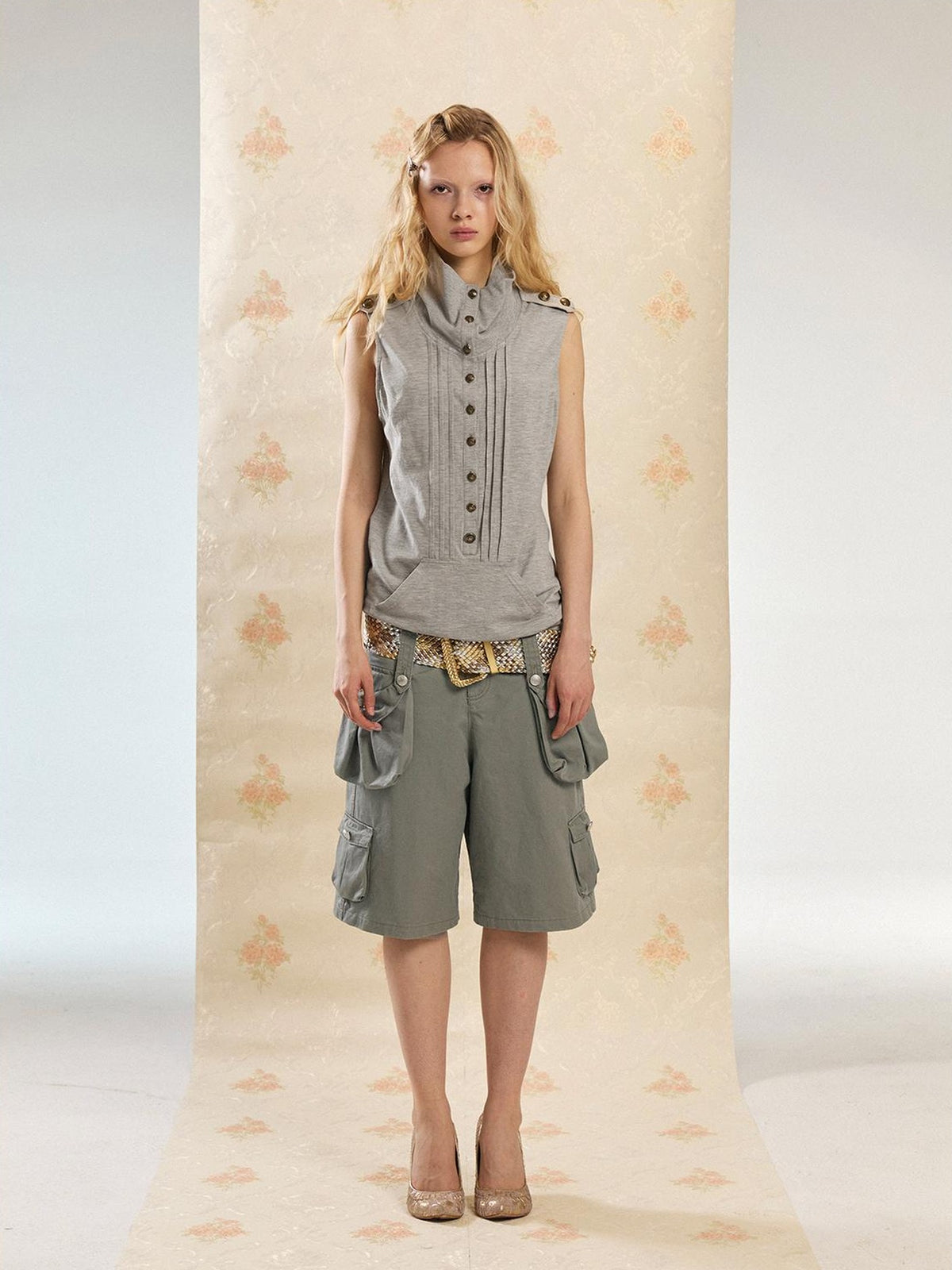 DoublePunch Washed Vintage Wide Leg Cargo Pocket Women&