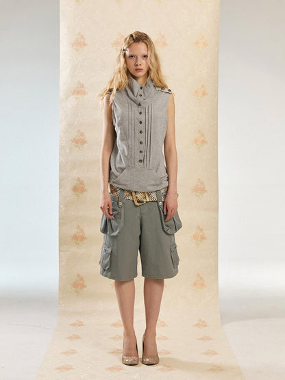 DoublePunch Washed Vintage Wide Leg Cargo Pocket Women&