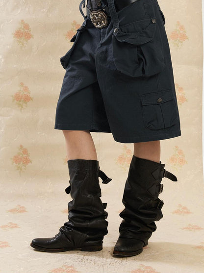 DoublePunch Washed Vintage Wide Leg Cargo Pocket Women&