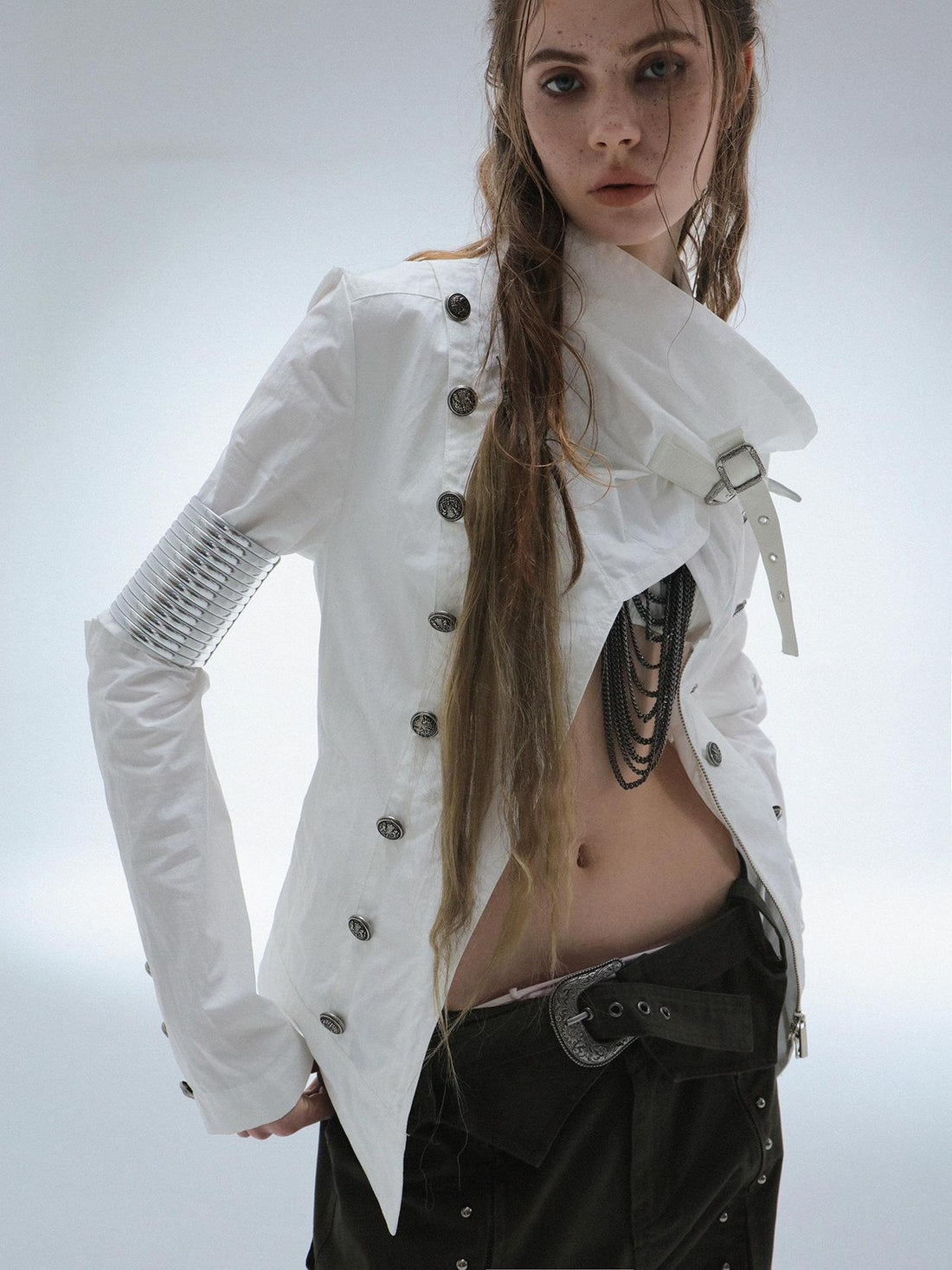 DoublePunch Windproof Vintage Slim Detachable Cotton Blend High Collar Women Outdoor Jacket