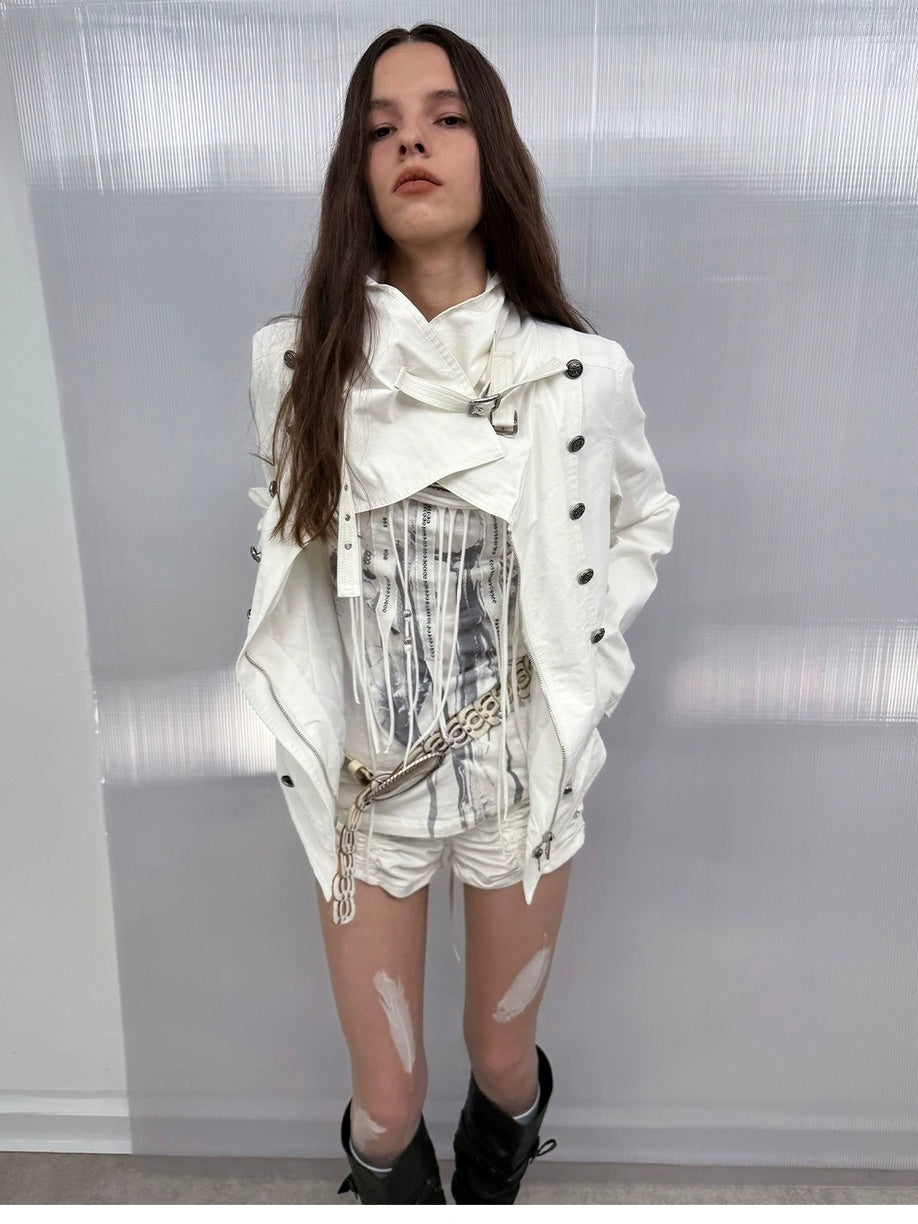 DoublePunch Windproof Vintage Slim Detachable Cotton Blend High Collar Women Outdoor Jacket