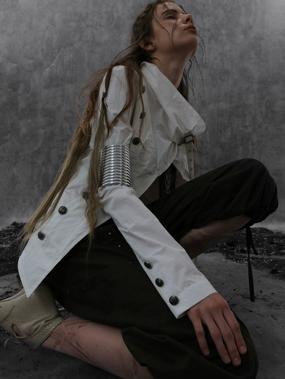 DoublePunch Windproof Vintage Slim Detachable Cotton Blend High Collar Women Outdoor Jacket