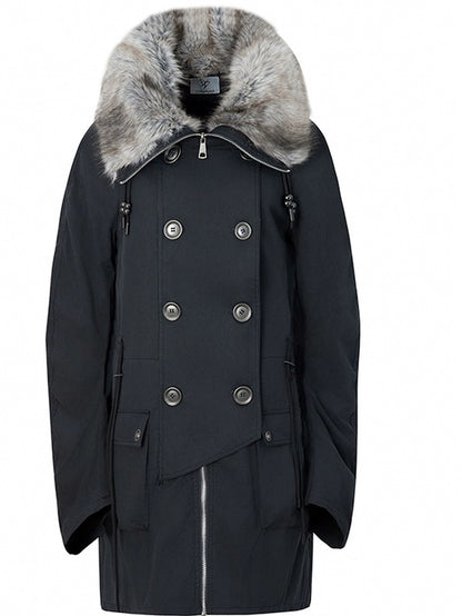 DoublePunch_need_upload Warm Cotton Mid Length Zipper Pockets Raglan Sleeves Vintage Workwear Women Coat