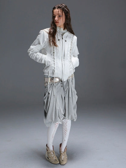 DoublePunch_need_upload Warm Padded Fur Collar Hooded Vintage Cropped Women Polyester Zip Jacket