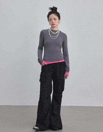 Achihara Double Hem Color Block Tee