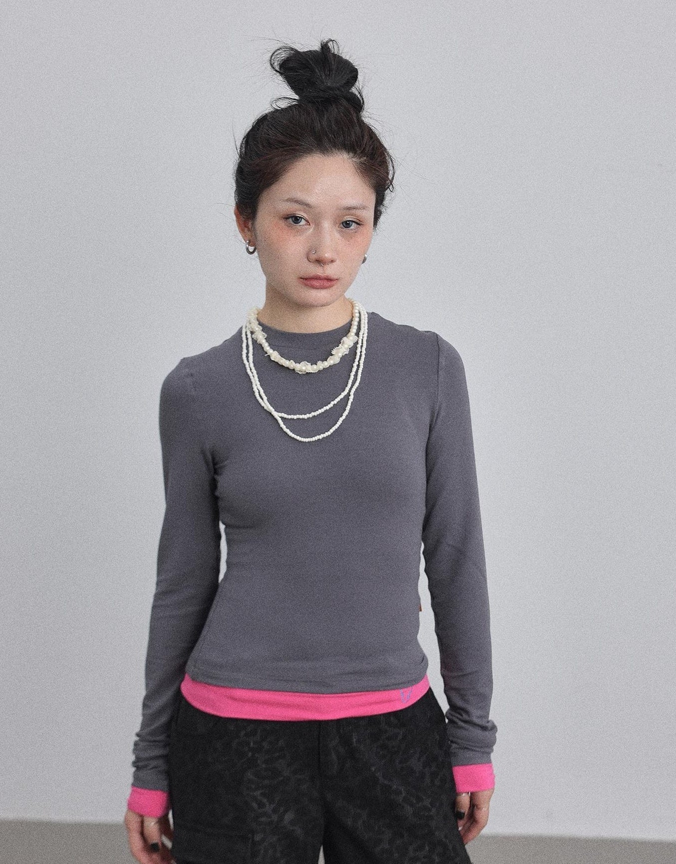 Achihara Double Hem Color Block Tee