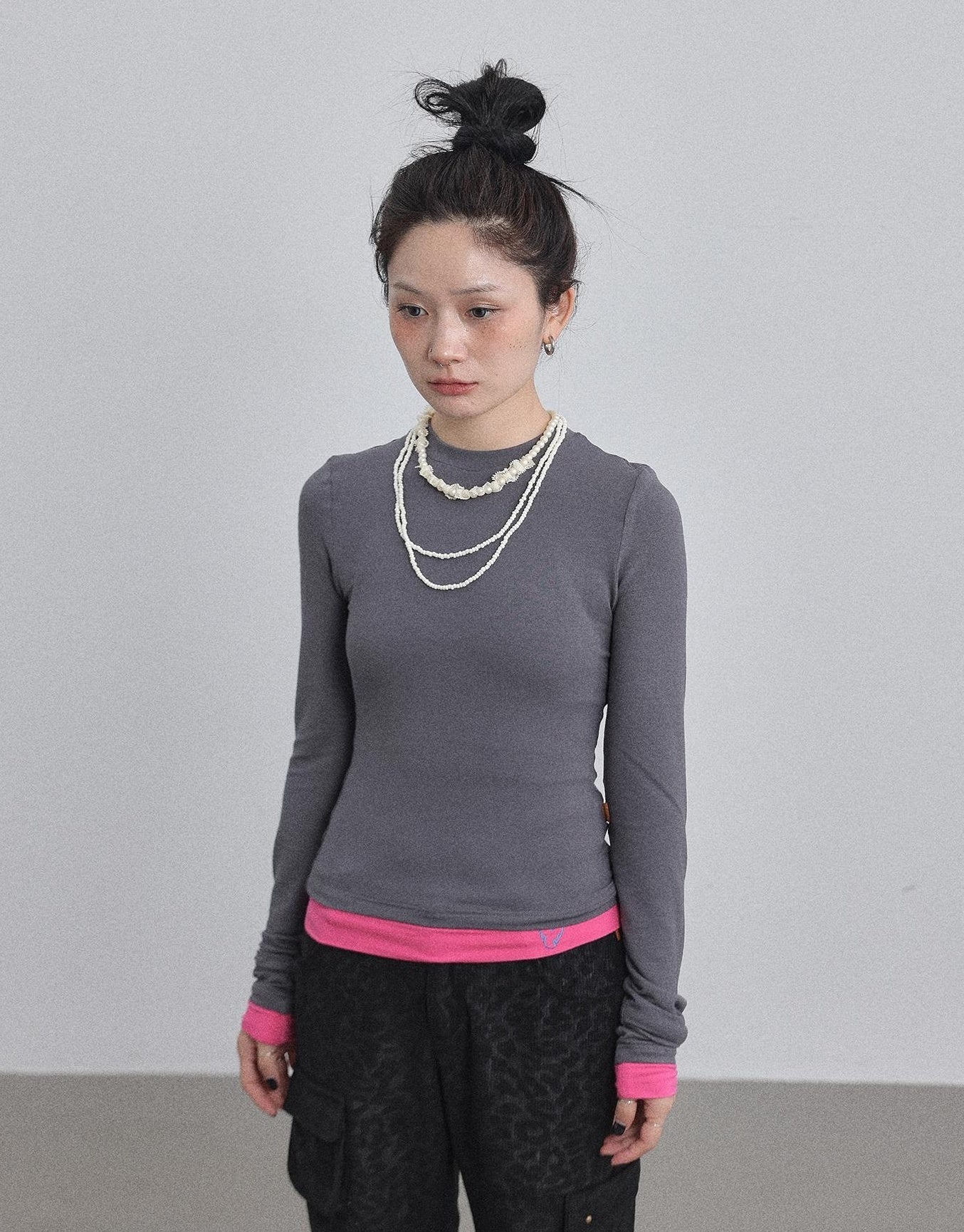 Achihara Double Hem Color Block Tee