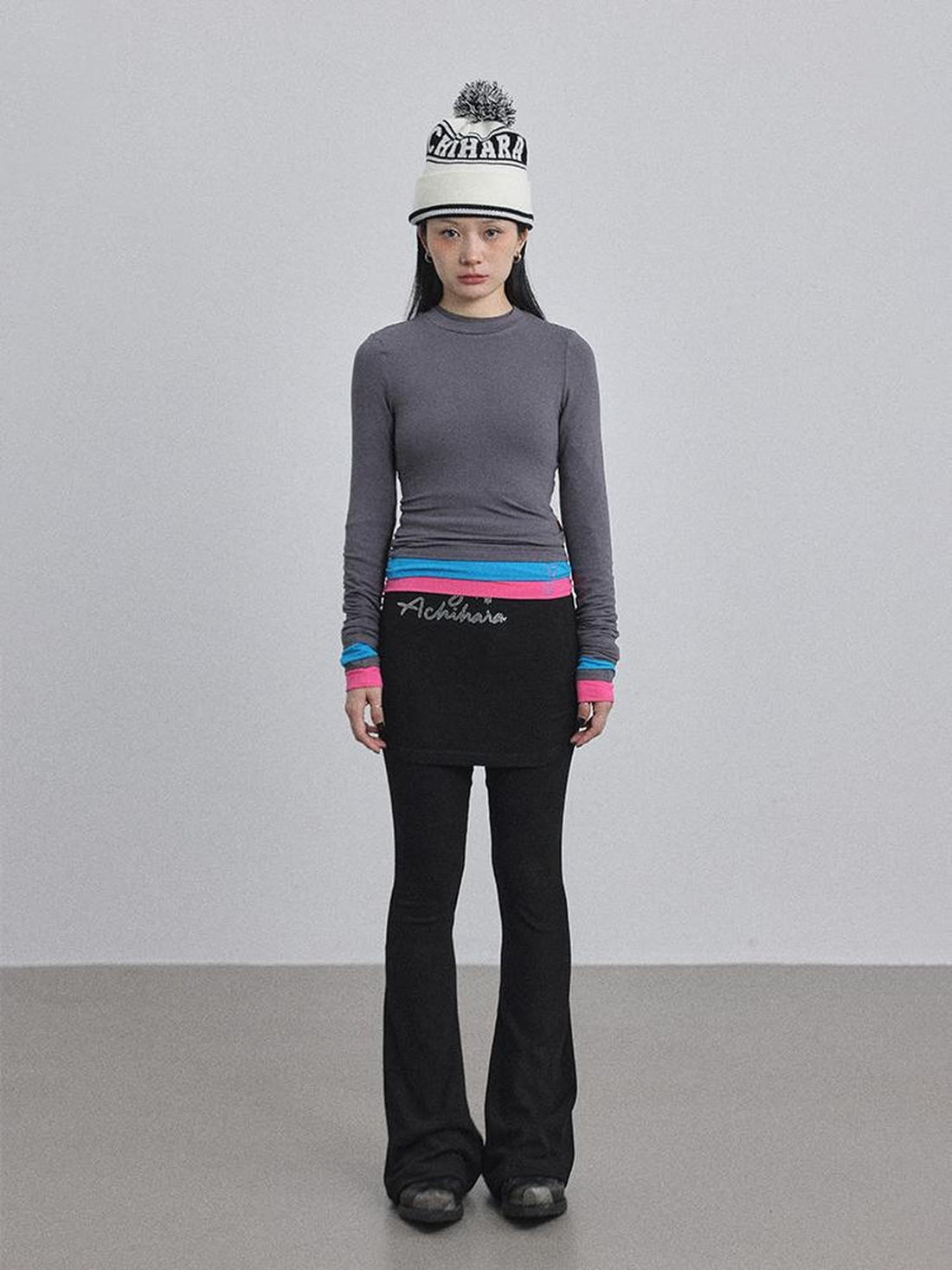 Achihara Double Hem Color Block Tee