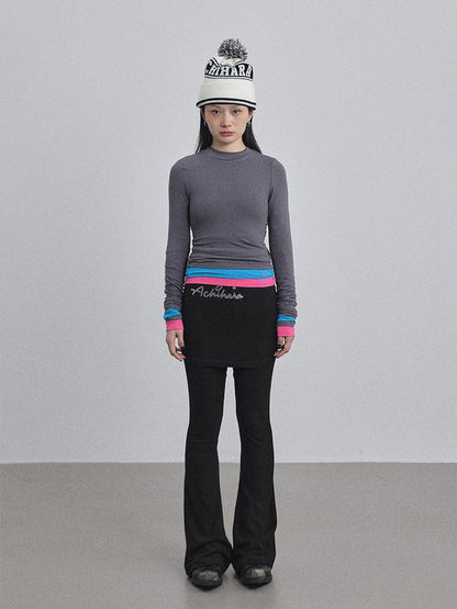 Achihara Double Hem Color Block Tee