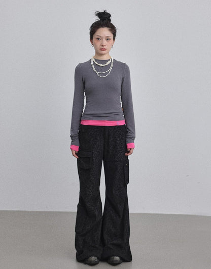 Achihara Double Hem Color Block Tee