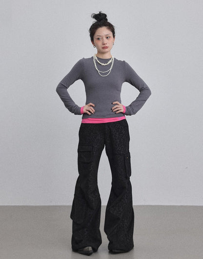 Achihara Double Hem Color Block Tee