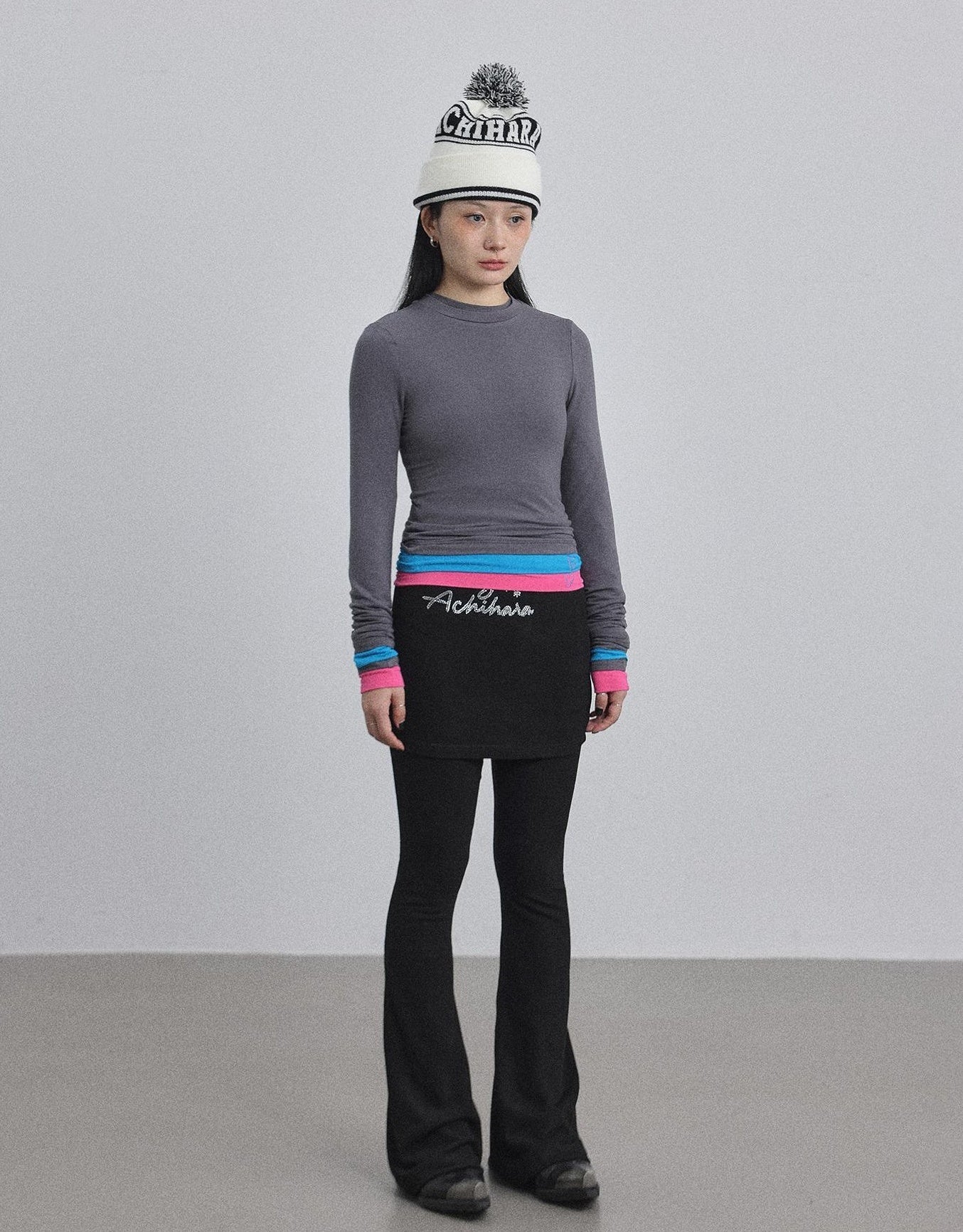 Achihara Double Hem Color Block Tee