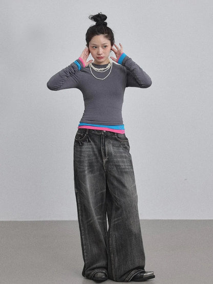 Double Hem Color Block Tee