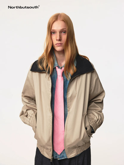 Double Sided Star Rivet Stand Collar Oversized Jacket