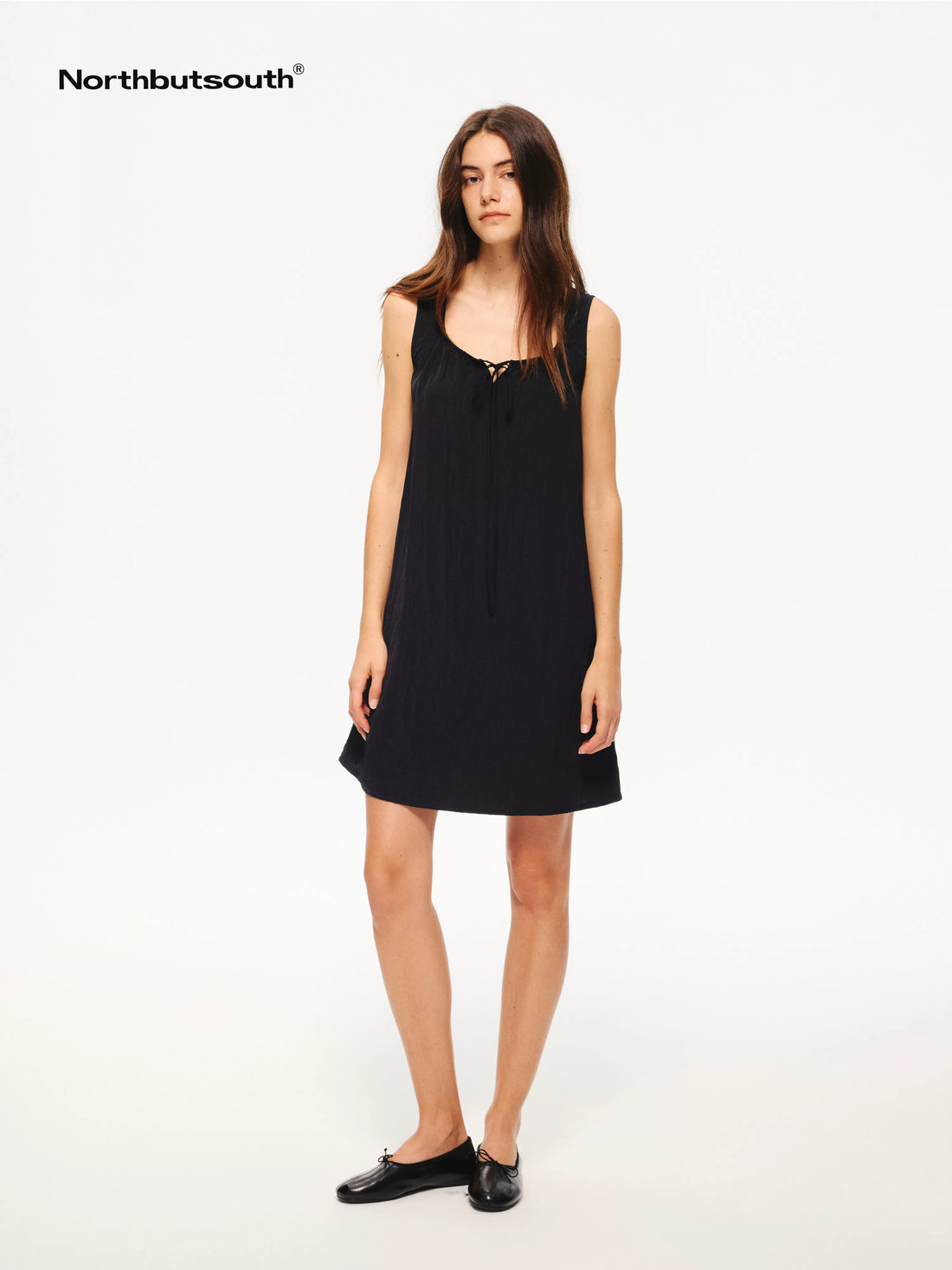 Drapey Small Square Neck A Line Tie Waist Women&