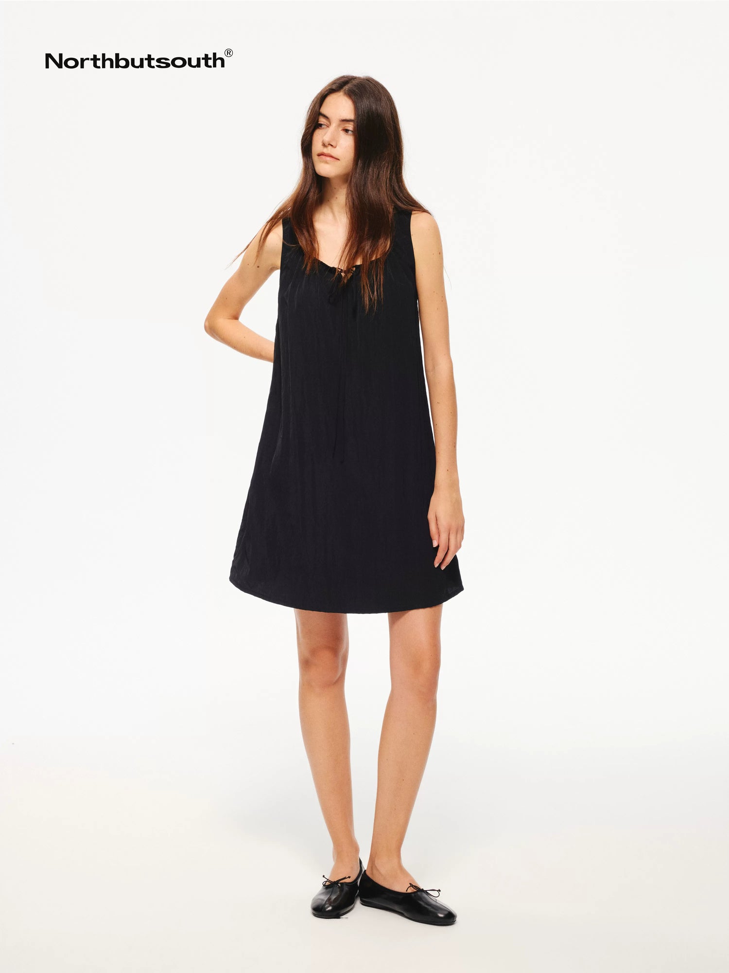 Drapey Small Square Neck A Line Tie Waist Women&