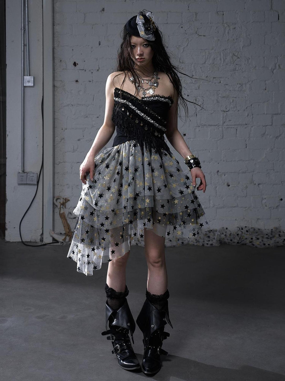 NO ROMANCE Dreamy Ballet Star Mesh Two-Way Bustier Skirt Dresses