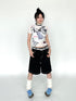 Dreamy Soft Candy Rabbit Print Elastic Ruffle T-shirt