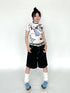Dreamy Soft Candy Rabbit Print Elastic Ruffle T-Shirt