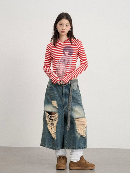 Drunk Minnie Striped Hoodie Tee