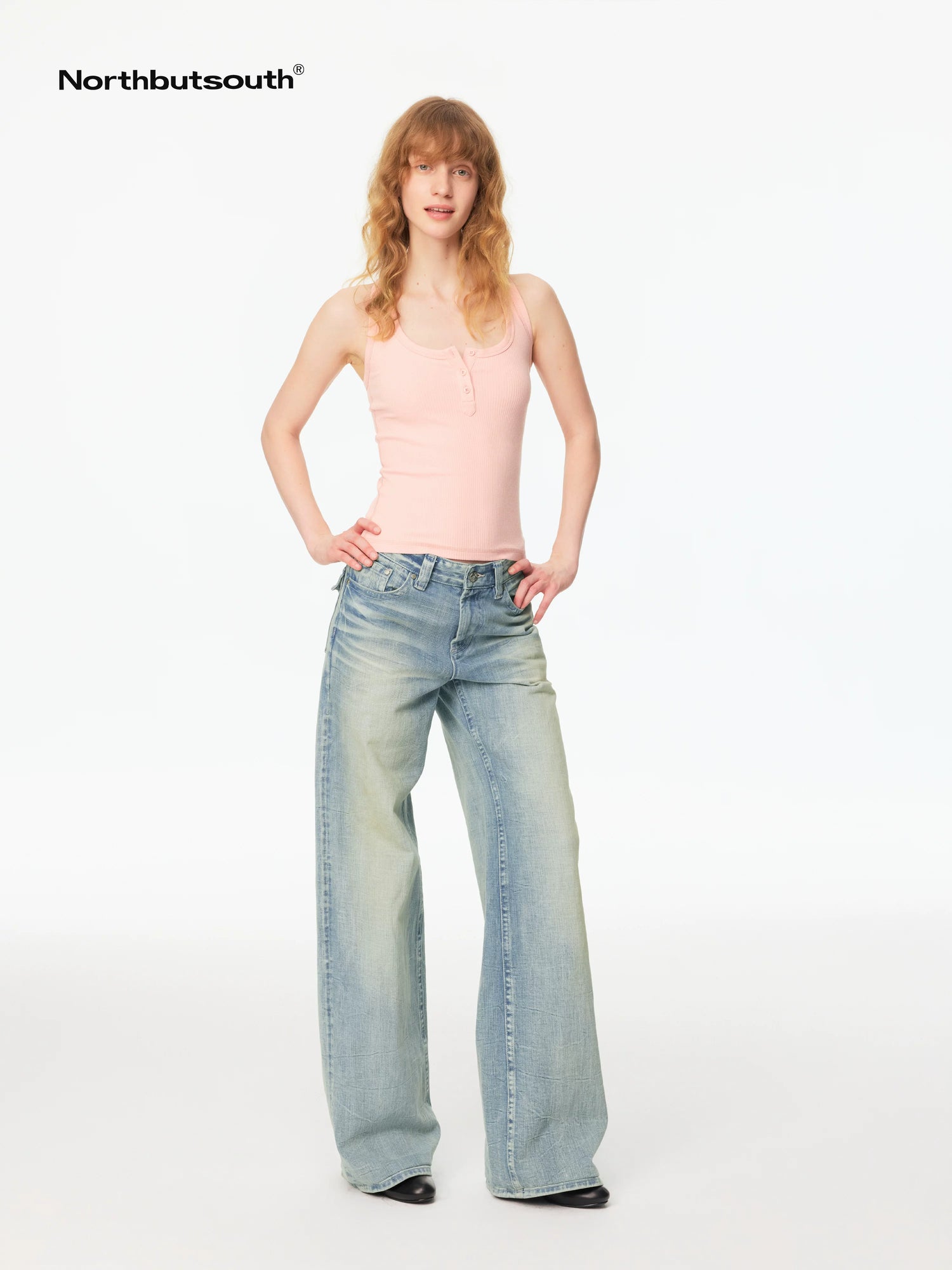Dusty Rose Whisker Fade Wave Wash Red Selvedge Women&