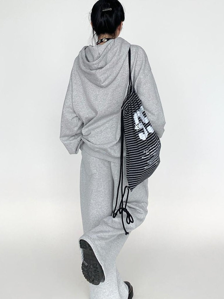 Elastic Waist Jogger Pants Fleece Sweatpants Wide Leg Lounge Pants