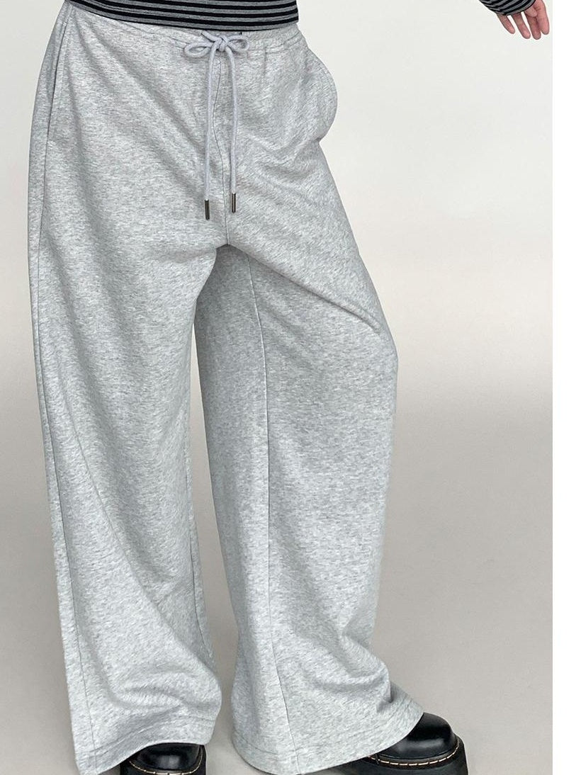 Elastic Waist Jogger Pants Fleece Sweatpants Wide Leg Lounge Pants