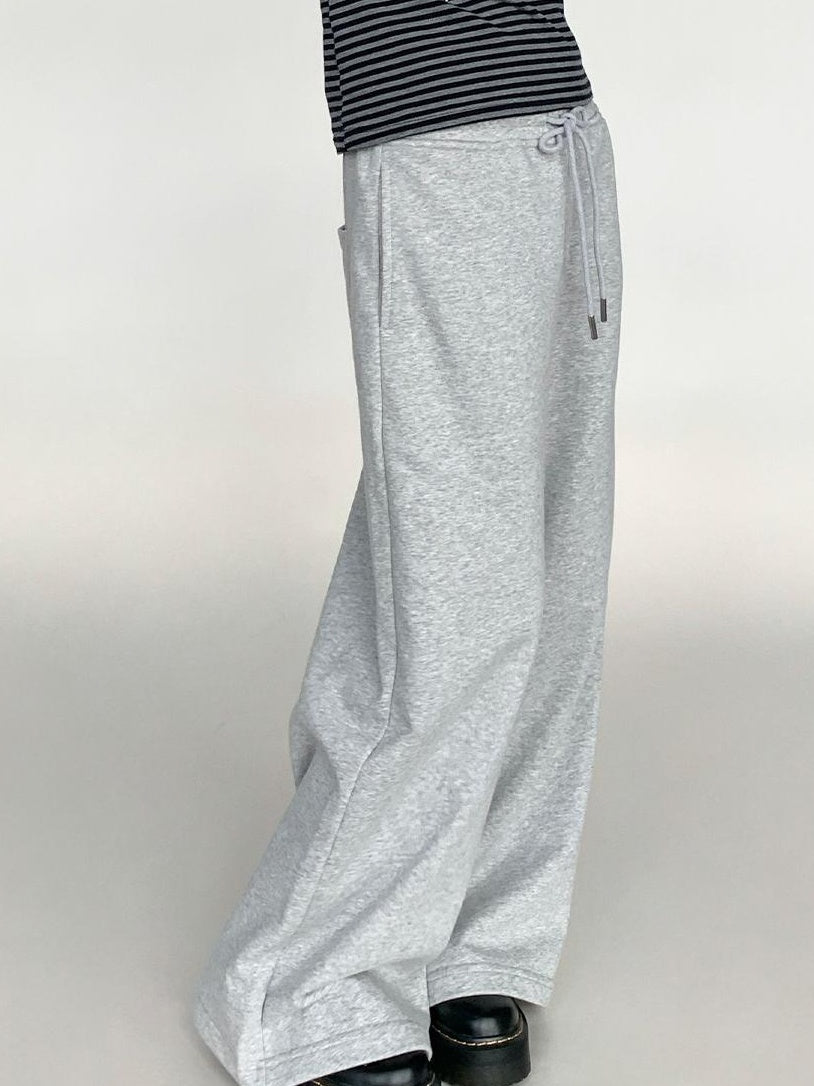 Elastic Waist Jogger Pants Fleece Sweatpants Wide Leg Lounge Pants