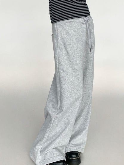 Elastic Waist Jogger Pants Fleece Sweatpants Wide Leg Lounge Pants