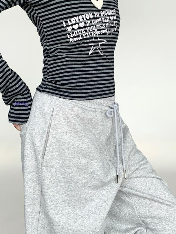 Elastic Waist Jogger Pants Fleece Sweatpants Wide Leg Lounge Pants