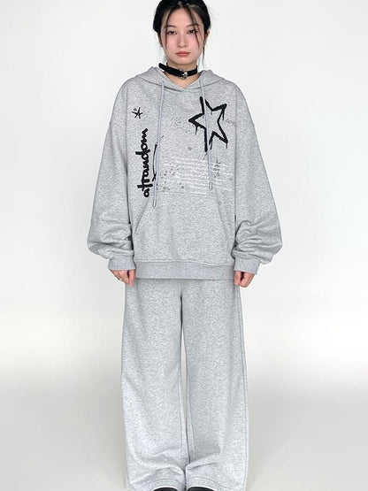 Elastic Waist Jogger Pants Fleece Sweatpants Wide Leg Lounge Pants