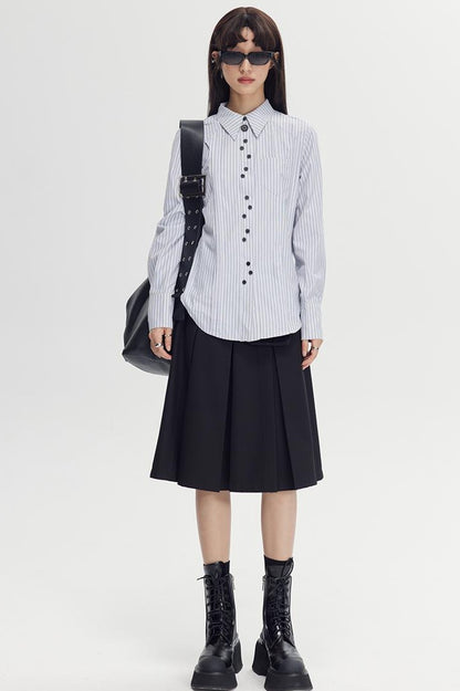 DIDDI MODA Elegant Asymmetrical Button Waist Shirt