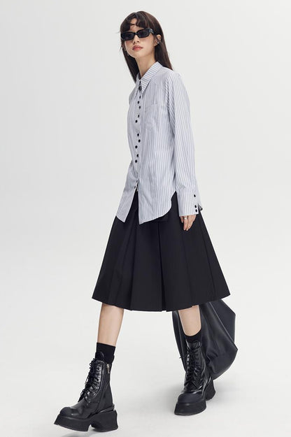 DIDDI MODA Elegant Asymmetrical Button Waist Shirt