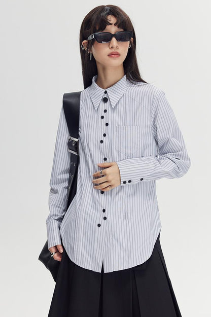 DIDDI MODA Elegant Asymmetrical Button Waist Shirt