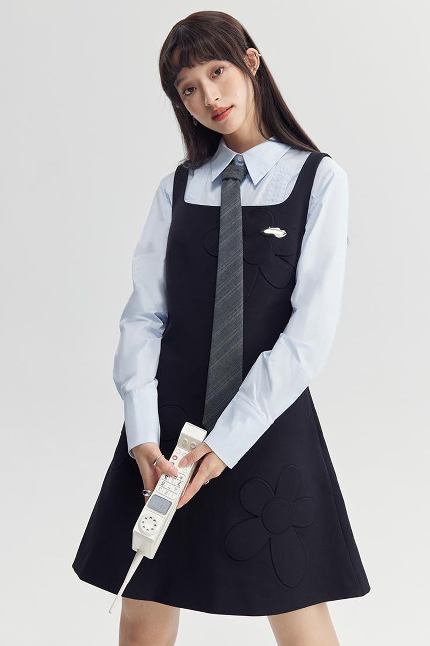 DIDDI MODA Elegant Asymmetrical Button Waist Shirt