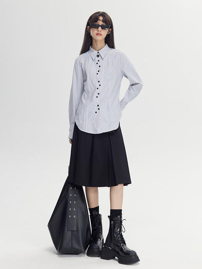 DIDDI MODA Elegant Asymmetrical Button Waist Shirt
