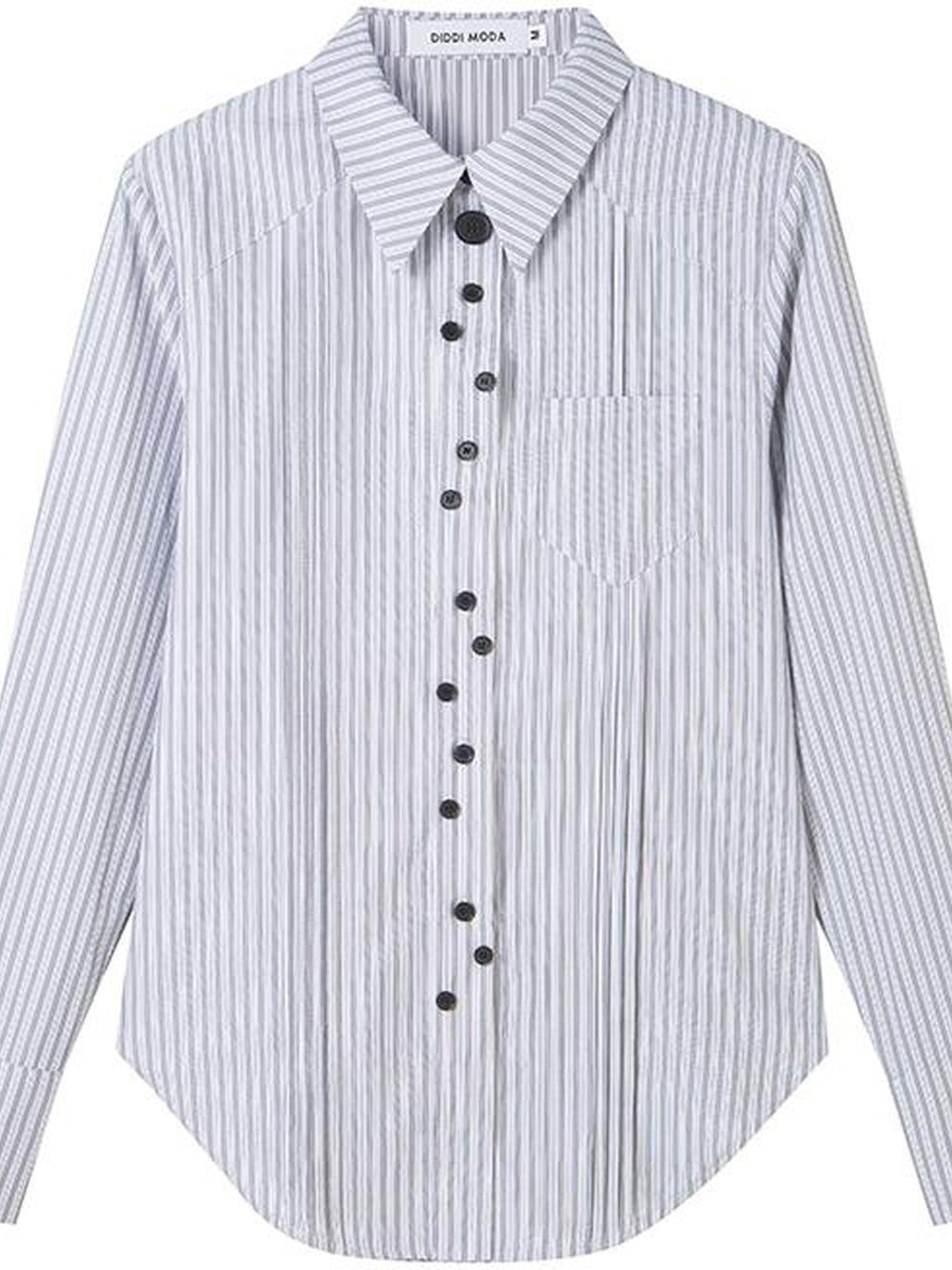 DIDDI MODA Elegant Asymmetrical Button Waist Shirt