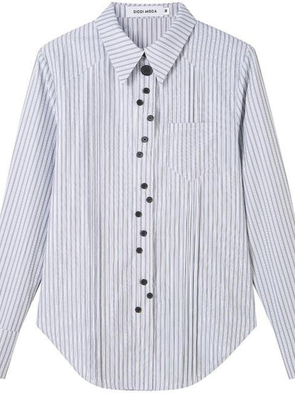 DIDDI MODA Elegant Asymmetrical Button Waist Shirt