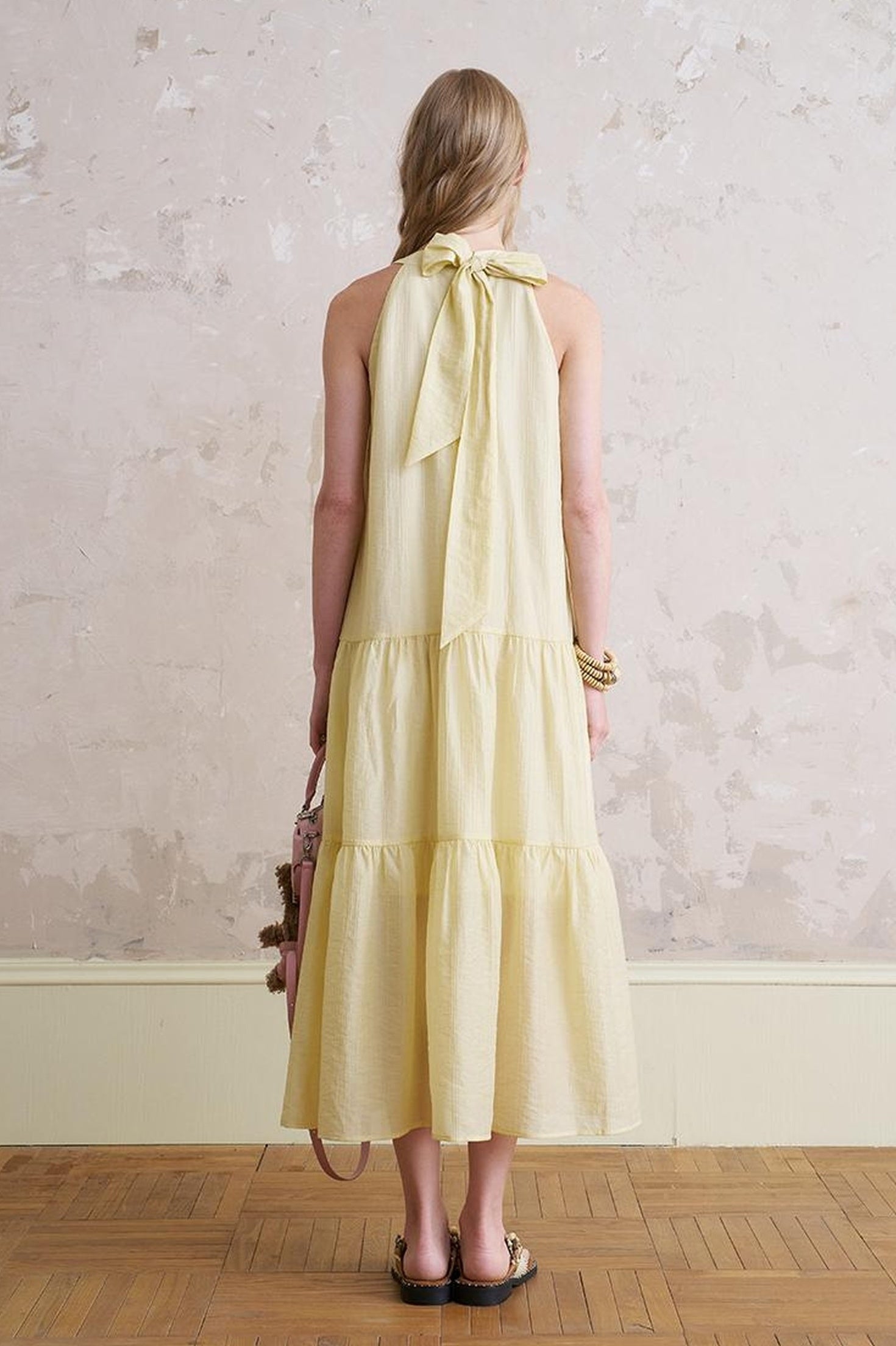 DIDDI MODA Elegant Beaded Butterfly Halter Dress