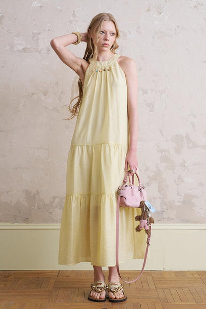 DIDDI MODA Elegant Beaded Butterfly Halter Dress