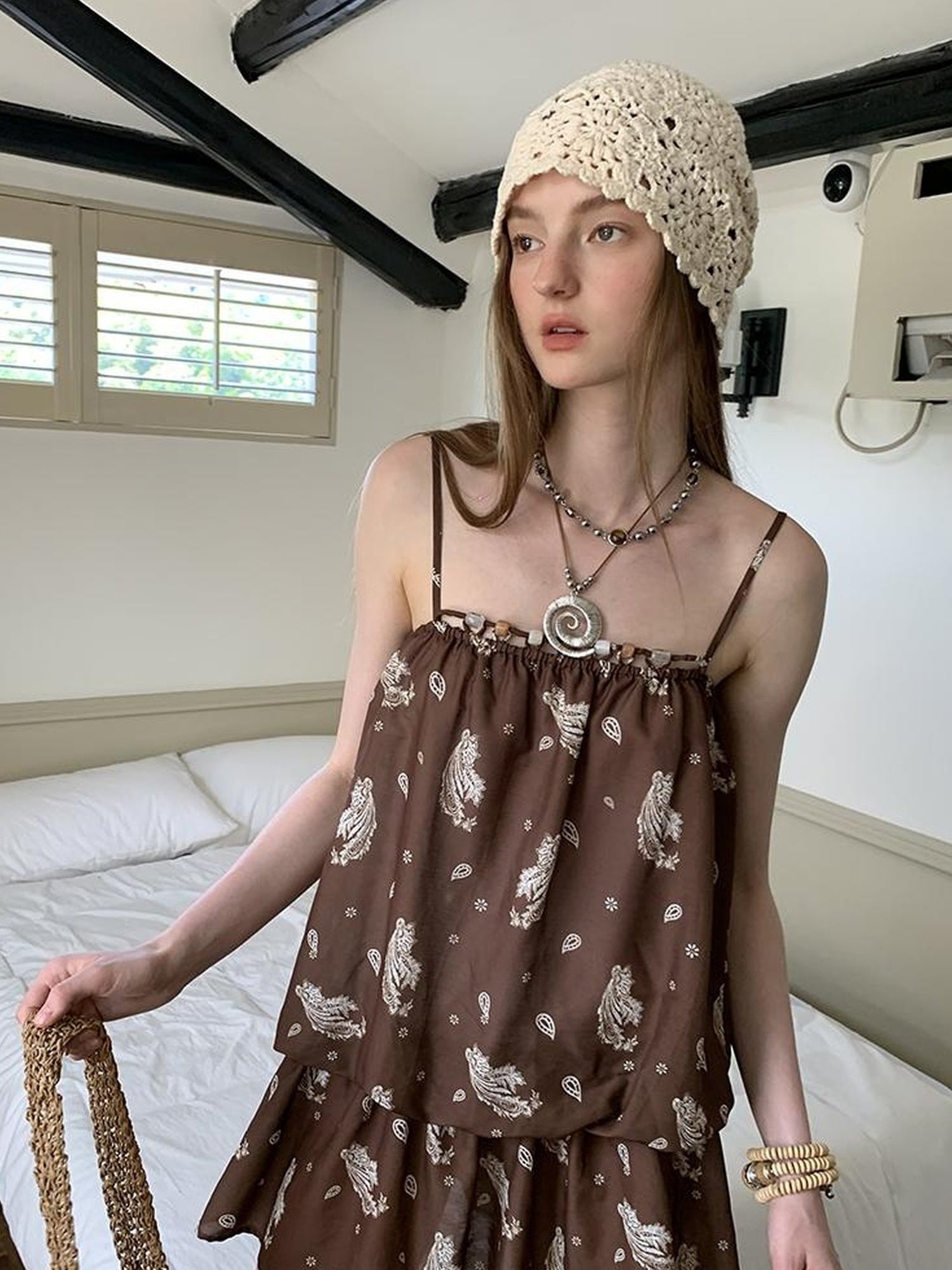 DIDDI MODA Elegant Beaded Paisley Sundress