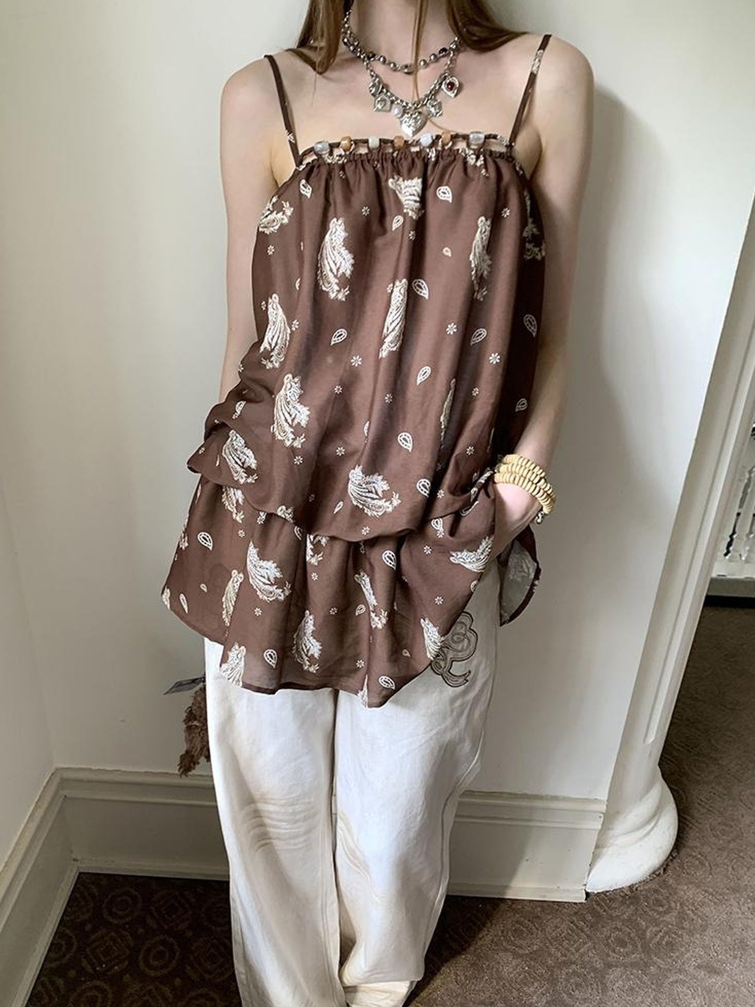 DIDDI MODA Elegant Beaded Paisley Sundress
