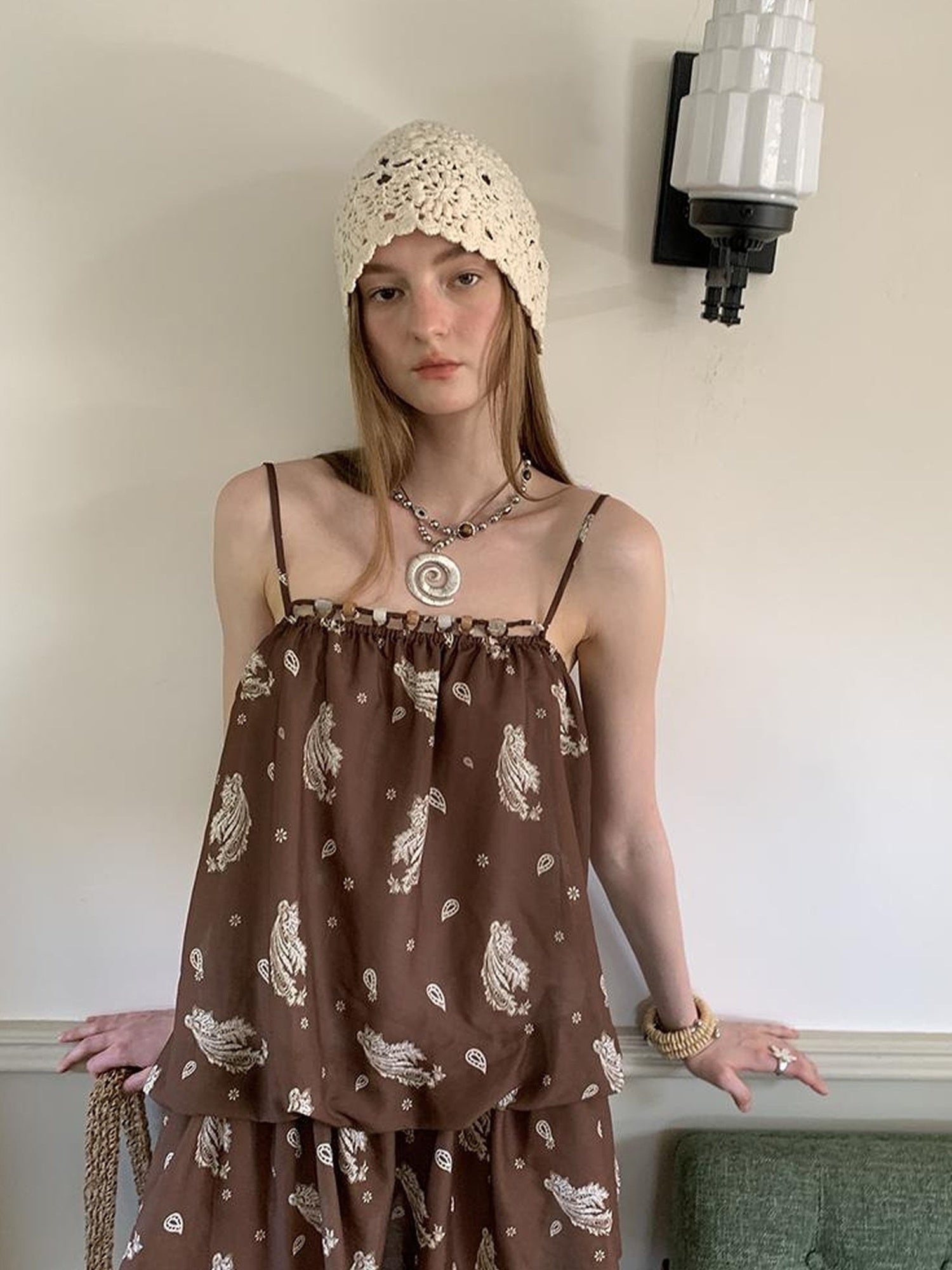 DIDDI MODA Elegant Beaded Paisley Sundress