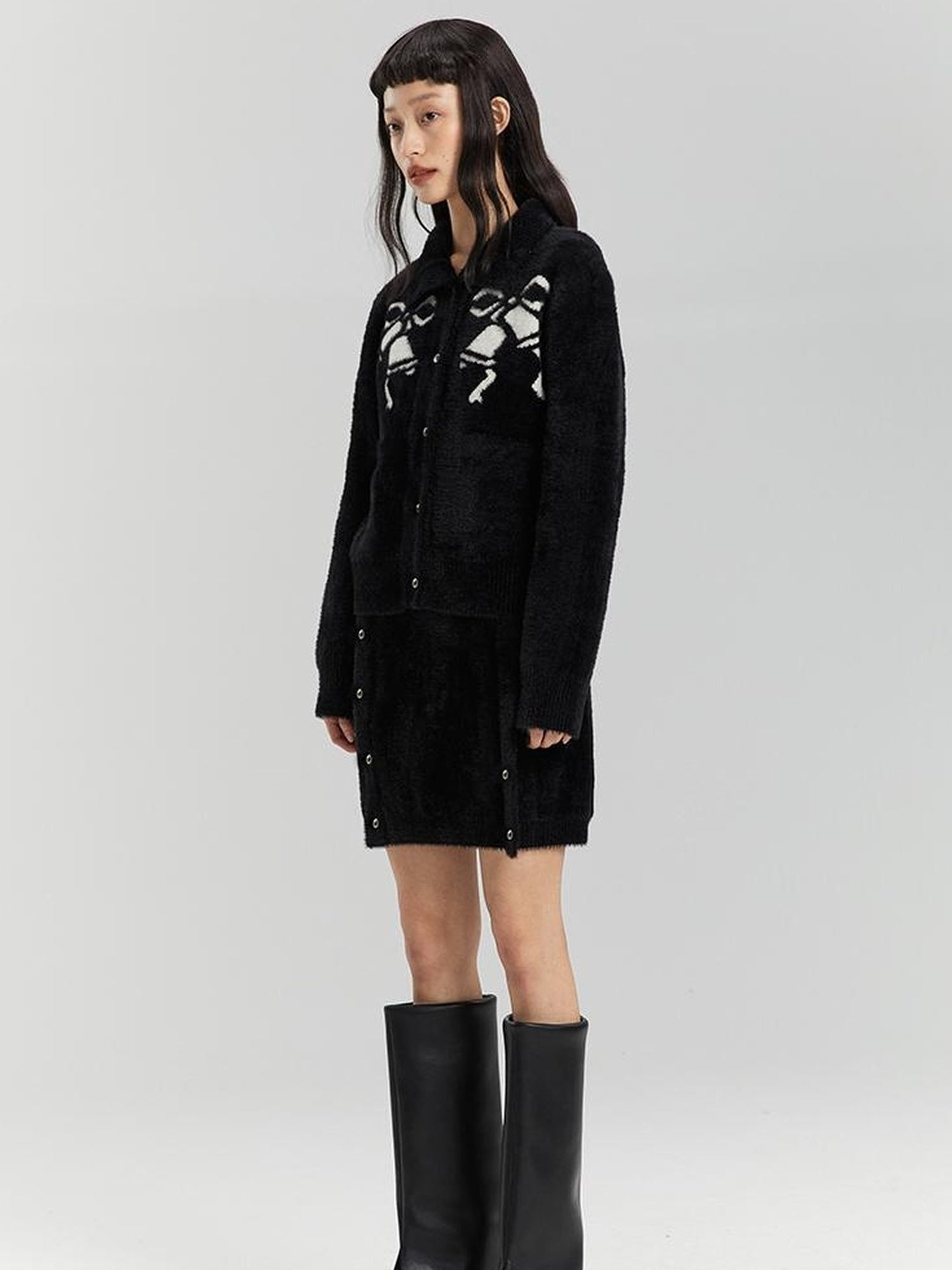 DIDDI MODA Elegant Bow Knot Winter Knit Set