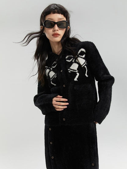 DIDDI MODA Elegant Bow Knot Winter Knit Set