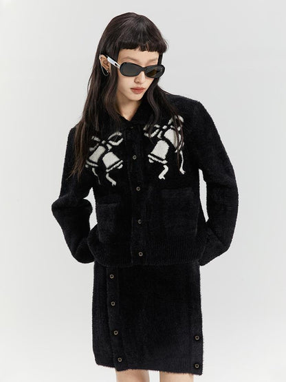 DIDDI MODA Elegant Bow Knot Winter Knit Set