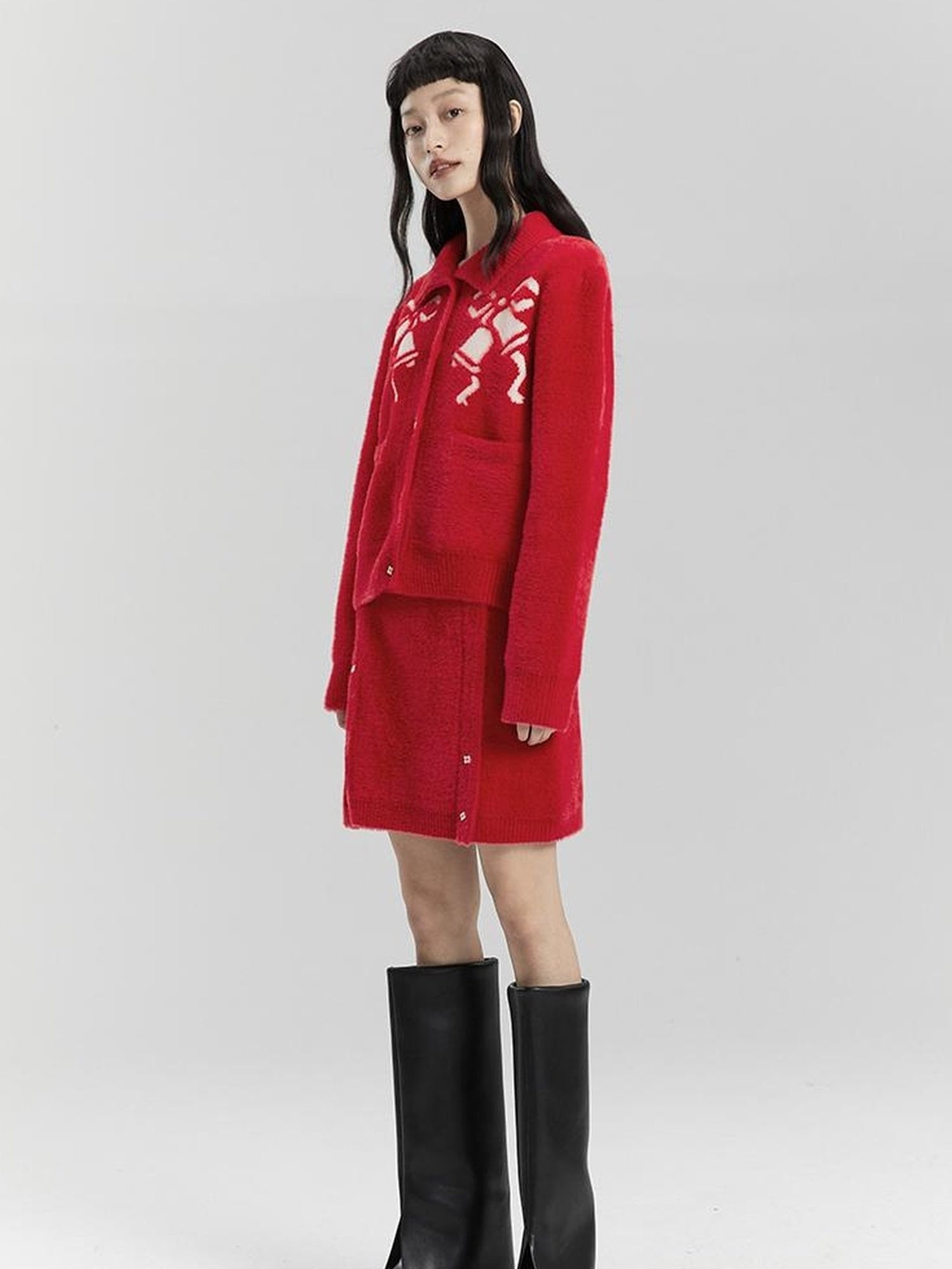 DIDDI MODA Elegant Bow Knot Winter Knit Set
