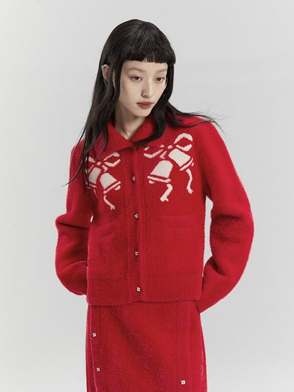 DIDDI MODA Elegant Bow Knot Winter Knit Set